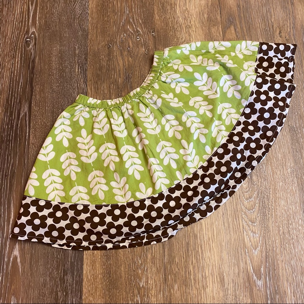 CARTER’S Green, White, & Brown Floral Circle Skirt Girls size 3T